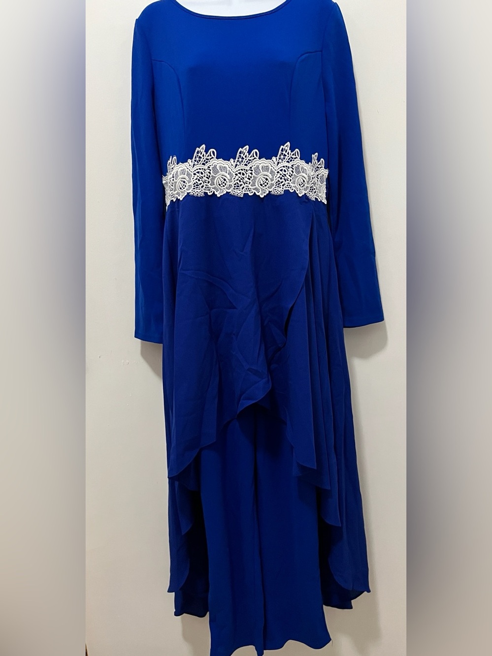 Blue Dress + Pants with White Lace Waist